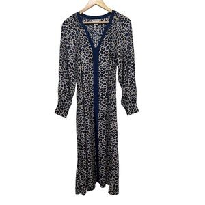 Tommy Bahama Safari Spots Long Sleeve Midi Dress Caftan Size Small Modal Blend